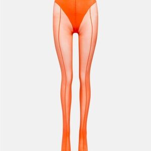 Mugler x Wolford Orange Sheer Women's Tights
